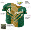 Custom Graffiti Pattern White Kelly Green-Old Gold 3D Scratch Authentic Baseball Jersey