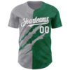 Custom Graffiti Pattern White Kelly Green-Gray 3D Scratch Authentic Baseball Jersey