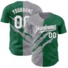 Custom Graffiti Pattern White Kelly Green-Gray 3D Scratch Authentic Baseball Jersey