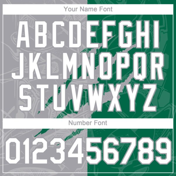 Custom Graffiti Pattern White Kelly Green-Gray 3D Scratch Authentic Baseball Jersey