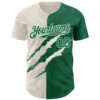 Custom Graffiti Pattern Kelly Green-Cream 3D Scratch Authentic Baseball Jersey