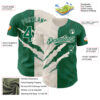 Custom Graffiti Pattern Kelly Green-Cream 3D Scratch Authentic Baseball Jersey