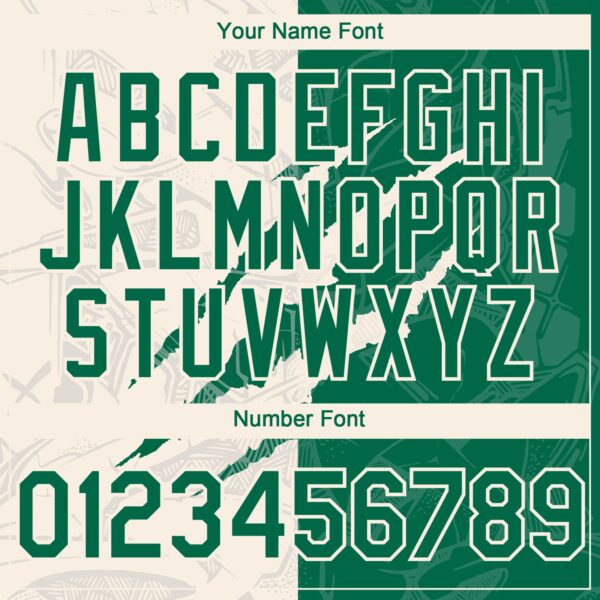 Custom Graffiti Pattern Kelly Green-Cream 3D Scratch Authentic Baseball Jersey