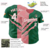 Custom Graffiti Pattern White Kelly Green-Medium Pink 3D Scratch Authentic Baseball Jersey