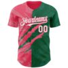 Custom Graffiti Pattern White Kelly Green-Neon Pink 3D Scratch Authentic Baseball Jersey