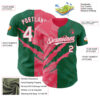 Custom Graffiti Pattern White Kelly Green-Neon Pink 3D Scratch Authentic Baseball Jersey