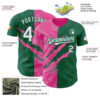 Custom Graffiti Pattern White Kelly Green-Pink 3D Scratch Authentic Baseball Jersey