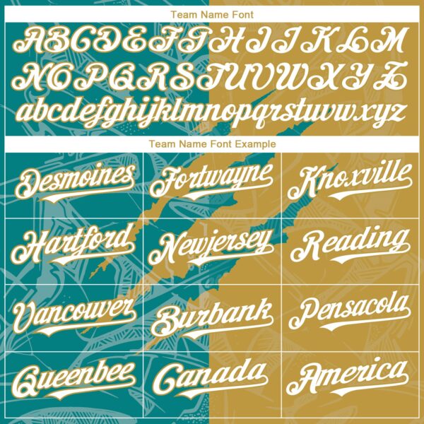 Custom Graffiti Pattern White Teal-Old Gold 3D Scratch Authentic Baseball Jersey