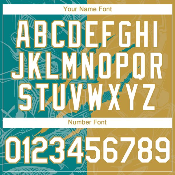 Custom Graffiti Pattern White Teal-Old Gold 3D Scratch Authentic Baseball Jersey