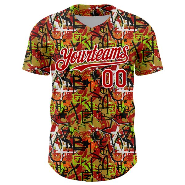 Custom Graffiti Pattern Red-White Splatter Authentic Baseball Jersey
