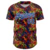 Custom Graffiti Pattern Royal-White Splatter Authentic Baseball Jersey