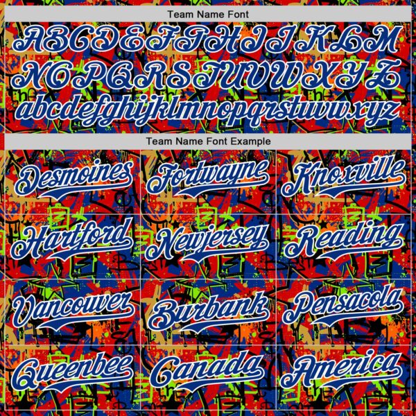 Custom Graffiti Pattern Royal-White Splatter Authentic Baseball Jersey