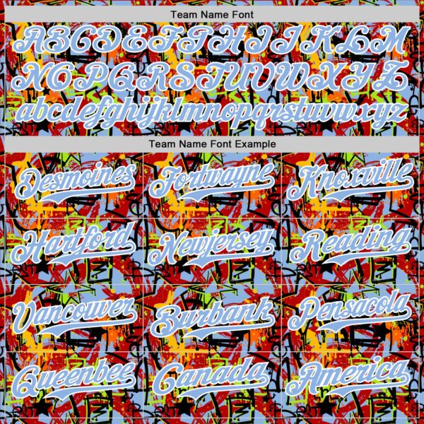 Custom Graffiti Pattern Light Blue-White Splatter Authentic Baseball Jersey