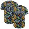 Custom Graffiti Pattern Navy-White Splatter Authentic Baseball Jersey