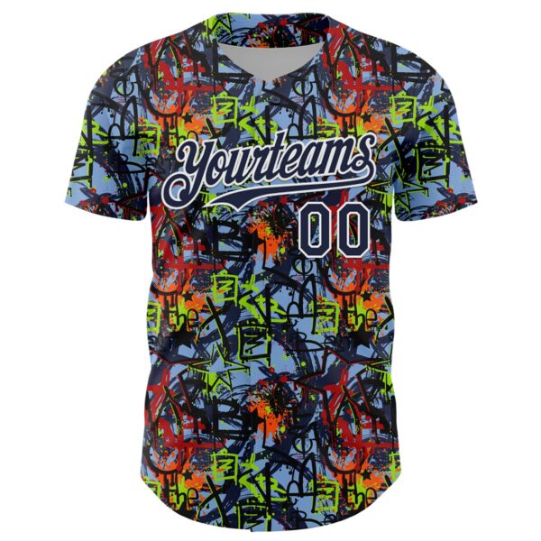 Custom Graffiti Pattern Navy-White Splatter Authentic Baseball Jersey