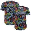 Custom Graffiti Pattern Navy-White Splatter Authentic Baseball Jersey