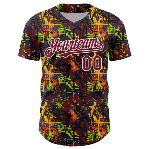 Custom Graffiti Pattern Crimson-White Splatter Authentic Baseball Jersey