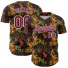 Custom Graffiti Pattern Crimson-White Splatter Authentic Baseball Jersey
