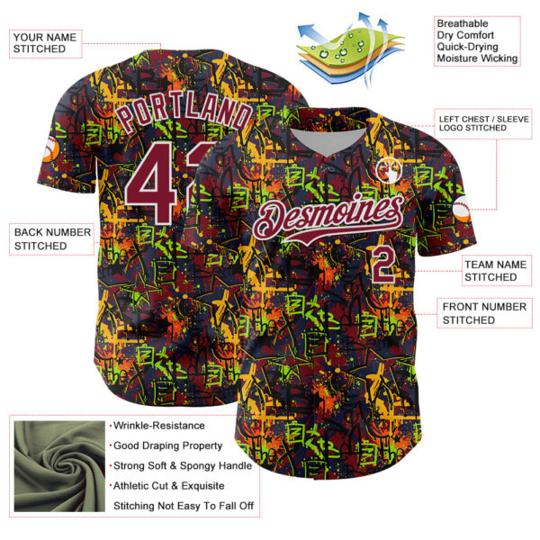 Custom Graffiti Pattern Crimson-White Splatter Authentic Baseball Jersey