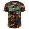Custom Graffiti Pattern Kelly Green-White Splatter Authentic Baseball Jersey