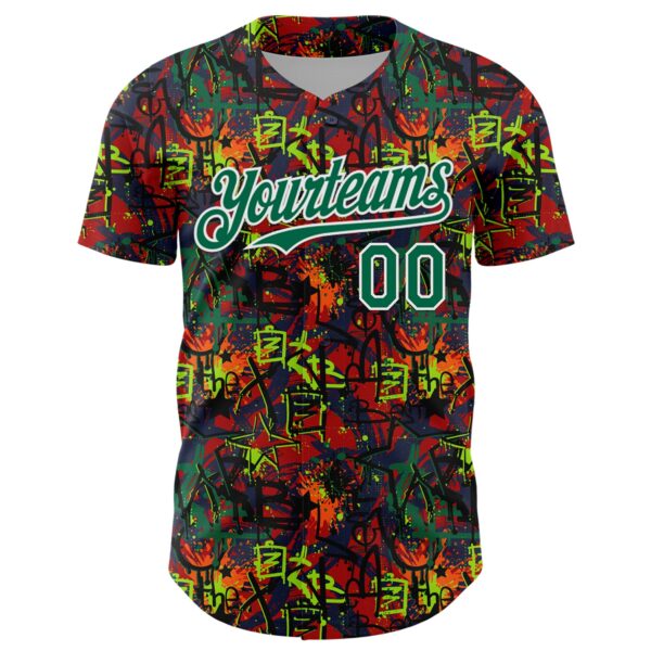 Custom Graffiti Pattern Kelly Green-White Splatter Authentic Baseball Jersey