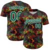 Custom Graffiti Pattern Kelly Green-White Splatter Authentic Baseball Jersey