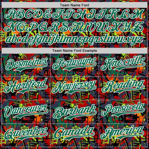 Custom Graffiti Pattern Kelly Green-White Splatter Authentic Baseball Jersey