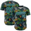 Custom Graffiti Pattern Teal-Gray Splatter Authentic Baseball Jersey