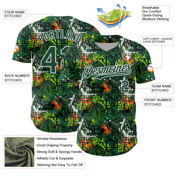 Custom Graffiti Pattern Green-White Splatter Authentic Baseball Jersey