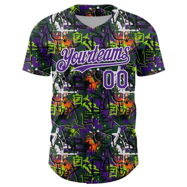 Custom Graffiti Pattern Purple-White Splatter Authentic Baseball Jersey