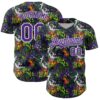 Custom Graffiti Pattern Purple-White Splatter Authentic Baseball Jersey