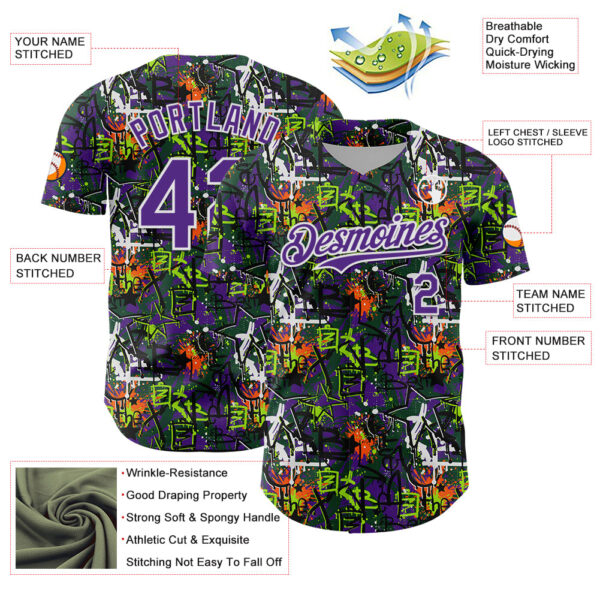 Custom Graffiti Pattern Purple-White Splatter Authentic Baseball Jersey
