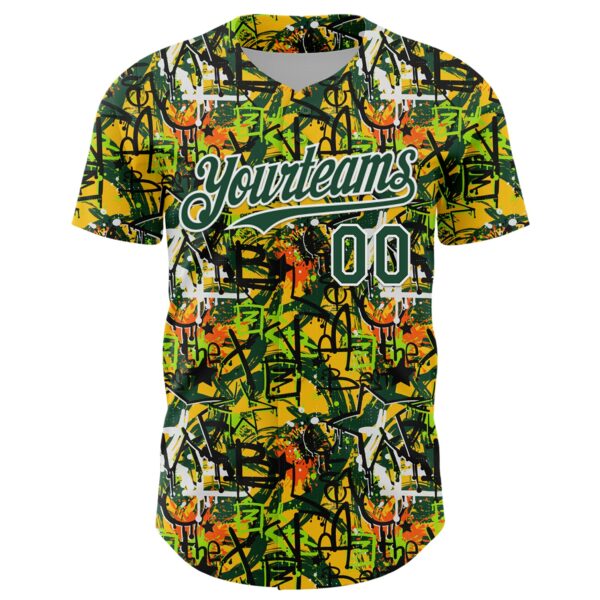 Custom Graffiti Pattern Green-White Splatter Authentic Baseball Jersey