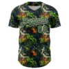 Custom Graffiti Pattern Green-Cream Splatter Authentic Baseball Jersey