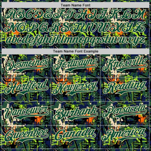Custom Graffiti Pattern Green-Cream Splatter Authentic Baseball Jersey
