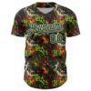 Custom Graffiti Pattern Green-Cream Splatter Authentic Baseball Jersey