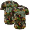Custom Graffiti Pattern Green-Cream Splatter Authentic Baseball Jersey