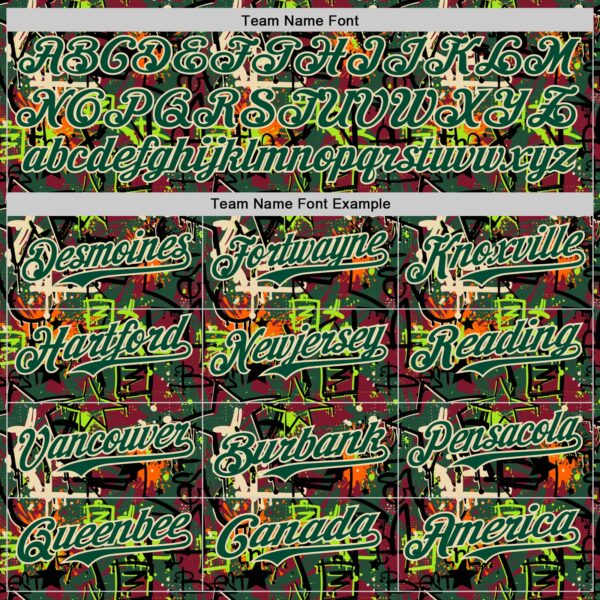 Custom Graffiti Pattern Green-Cream Splatter Authentic Baseball Jersey