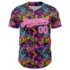 Custom Graffiti Pattern Pink-White Splatter Authentic Baseball Jersey