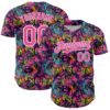 Custom Graffiti Pattern Pink-White Splatter Authentic Baseball Jersey