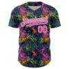 Custom Graffiti Pattern Pink-White Splatter Authentic Baseball Jersey