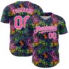 Custom Graffiti Pattern Pink-White Splatter Authentic Baseball Jersey