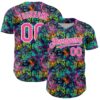 Custom Graffiti Pattern Pink-White Splatter Authentic Baseball Jersey