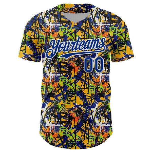 Custom Graffiti Pattern Royal-White Splatter Authentic Baseball Jersey