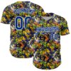 Custom Graffiti Pattern Royal-White Splatter Authentic Baseball Jersey