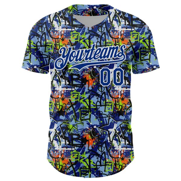 Custom Graffiti Pattern Royal-White Splatter Authentic Baseball Jersey