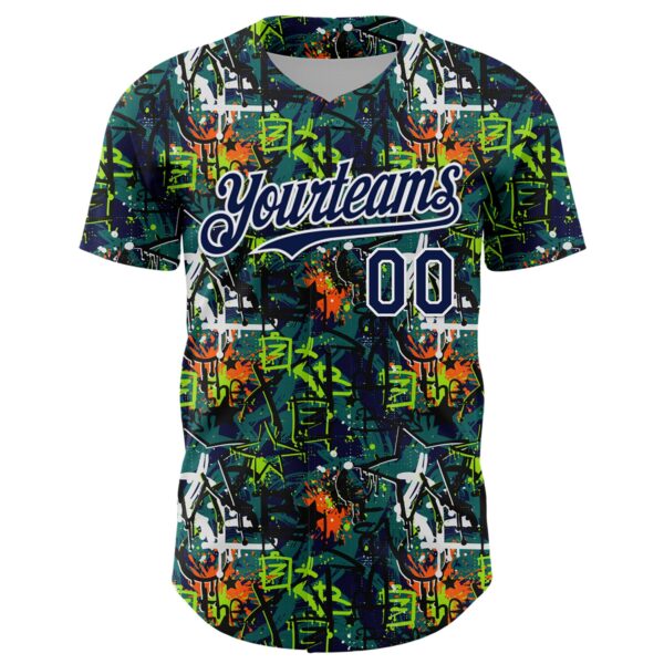 Custom Graffiti Pattern Navy-White Splatter Authentic Baseball Jersey