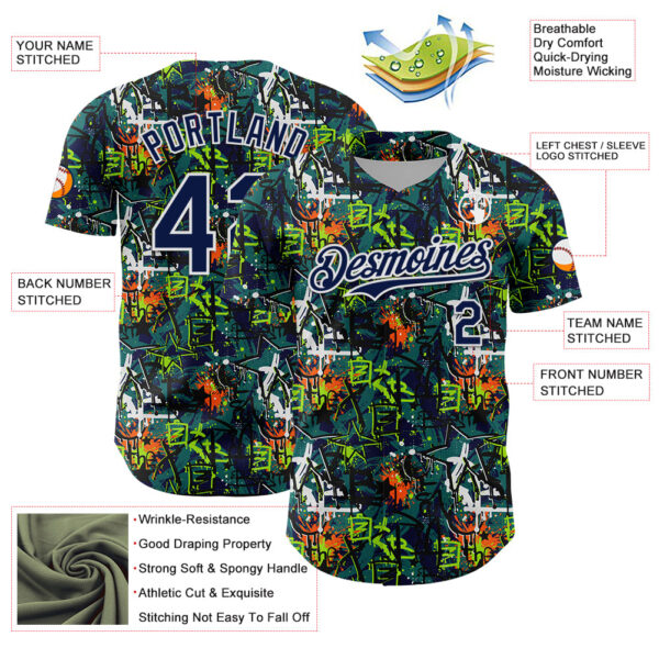 Custom Graffiti Pattern Navy-White Splatter Authentic Baseball Jersey