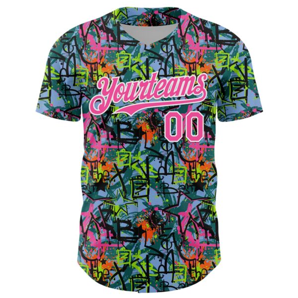 Custom Graffiti Pattern Pink-White Splatter Authentic Baseball Jersey