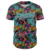 Custom Graffiti Pattern Teal-White Splatter Authentic Baseball Jersey